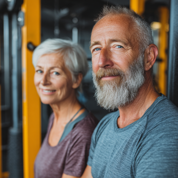 Grup de adulți activi practicând exerciții de fitness în aer liber